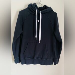 Under Armour Men's Black Hoodie with White Drawstrings